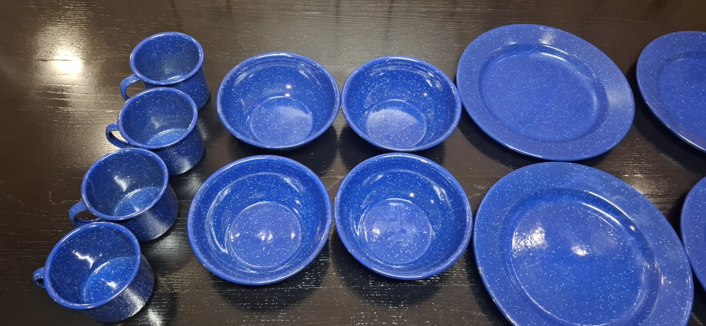Blue Enamelware Camping Set