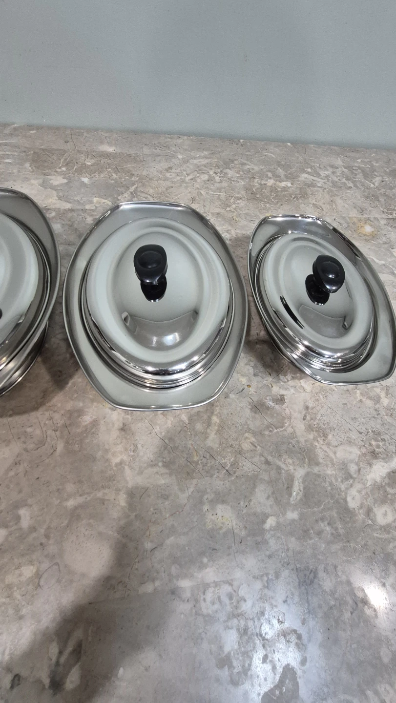 Brand new Stainless Steel 3 pices Serving Dish Set with Lids - photo 3