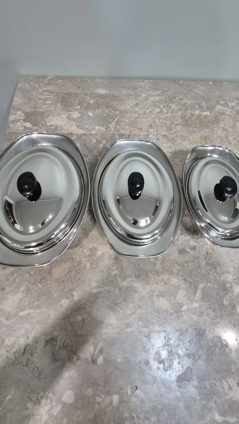 Brand new Stainless Steel 3 pices Serving Dish Set with Lids - photo 4