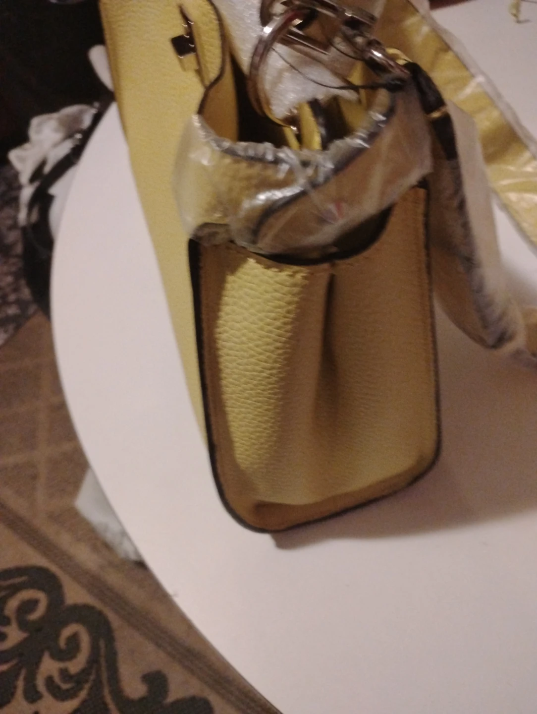Guess Yellow Pebble Grain Satchel Handbag - photo 4