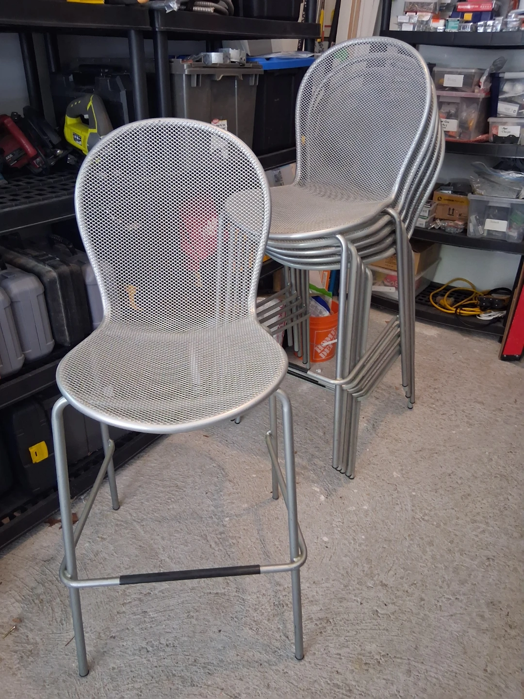 Metal bar chairs x 8