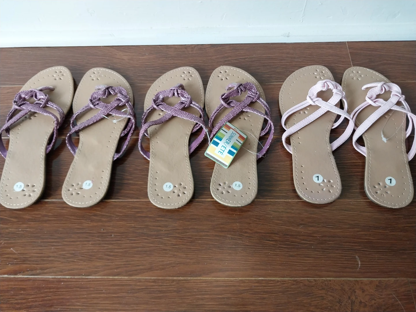 3 prs Kids/Teens Summer Slippers. *Size on sole* $4 EACH PAIR.