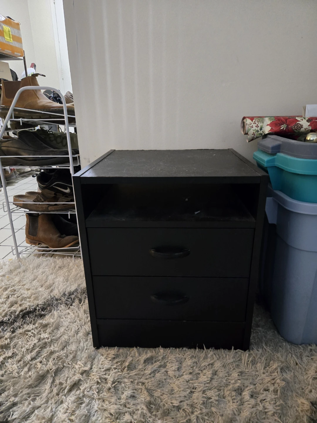 Black 2-Drawer Nightstand