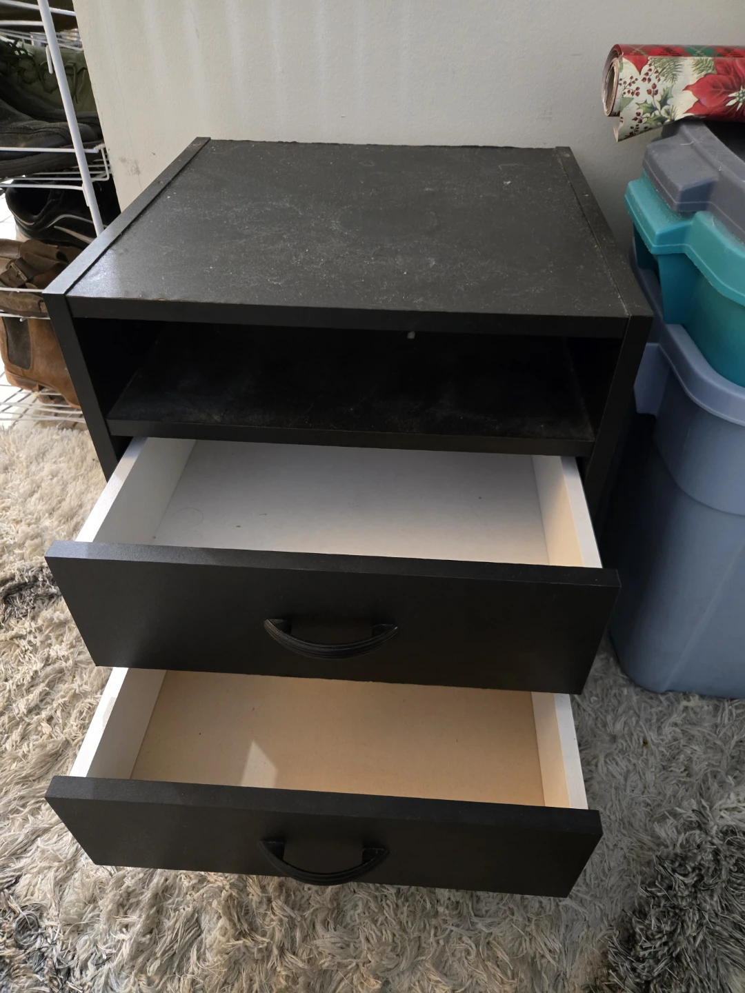 Black 2-Drawer Nightstand - photo 2