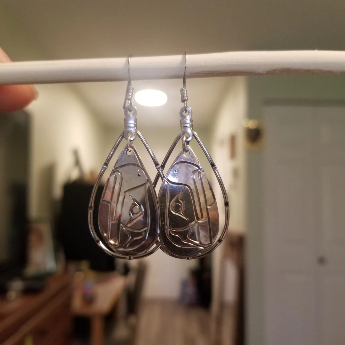 Sterling silver.  Carved earrings - photo 2