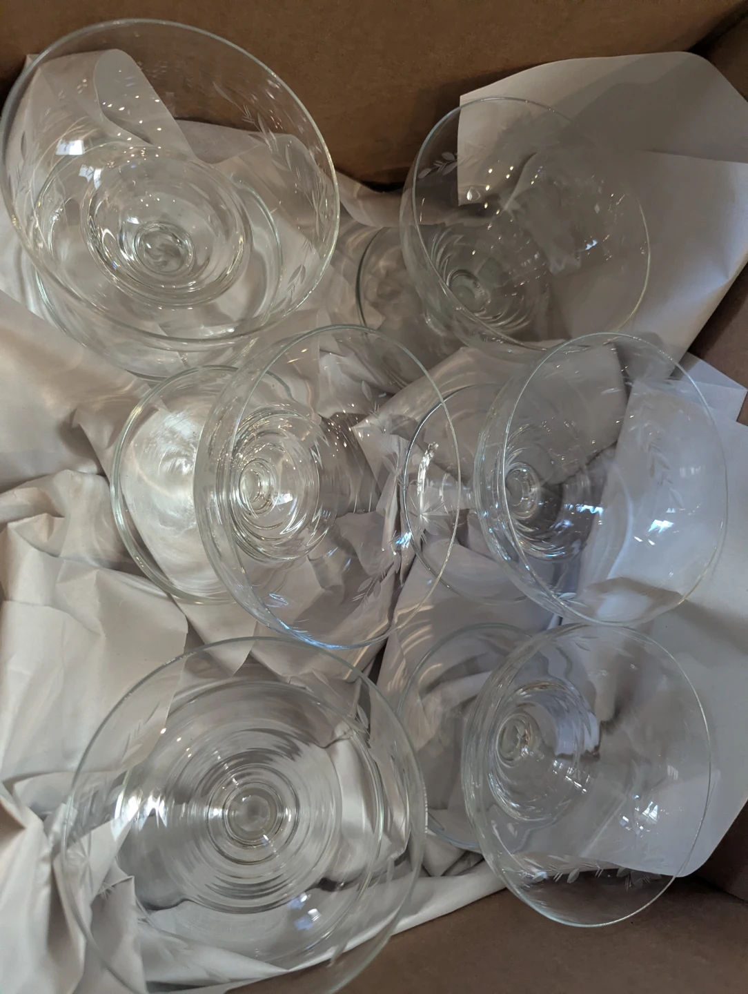 Set of 6 Etched Glass Coupe Glasses - photo 3