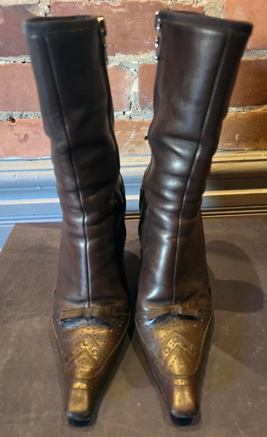 Prada Women's Brown Leather Heeled Boots - photo 4