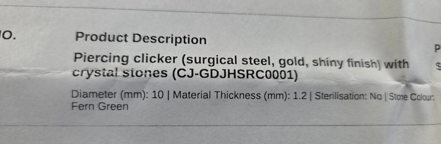 Piercing Clicker Surgical Steel Gold Crystal Stones✨️💚 - photo 4