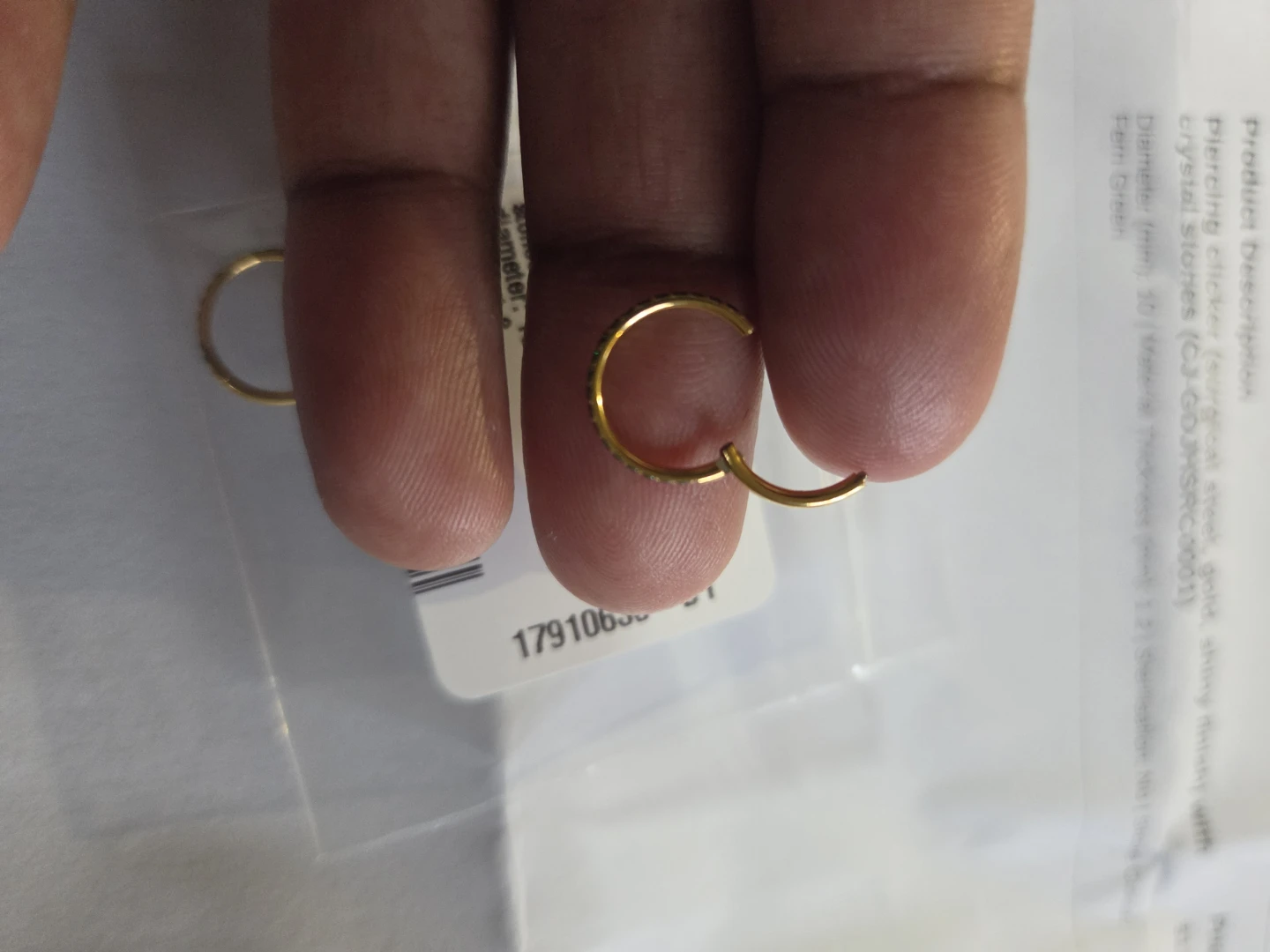 Piercing Clicker Surgical Steel Gold Crystal Stones✨️💚 - photo 5