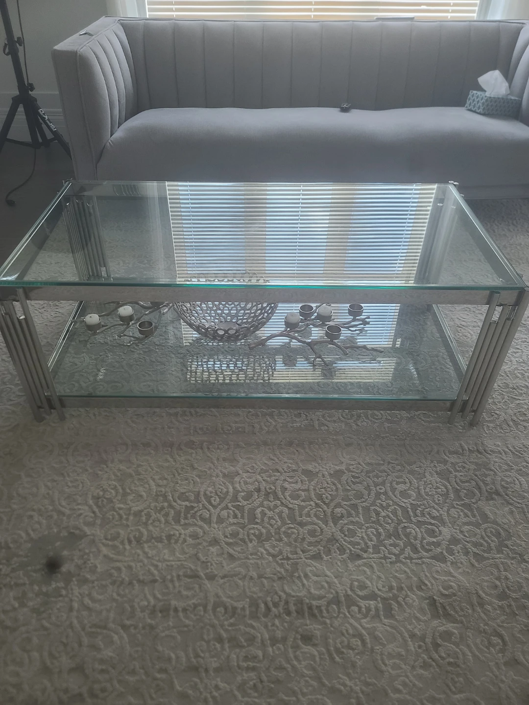 Glass and Chrome Coffee Table - photo 2