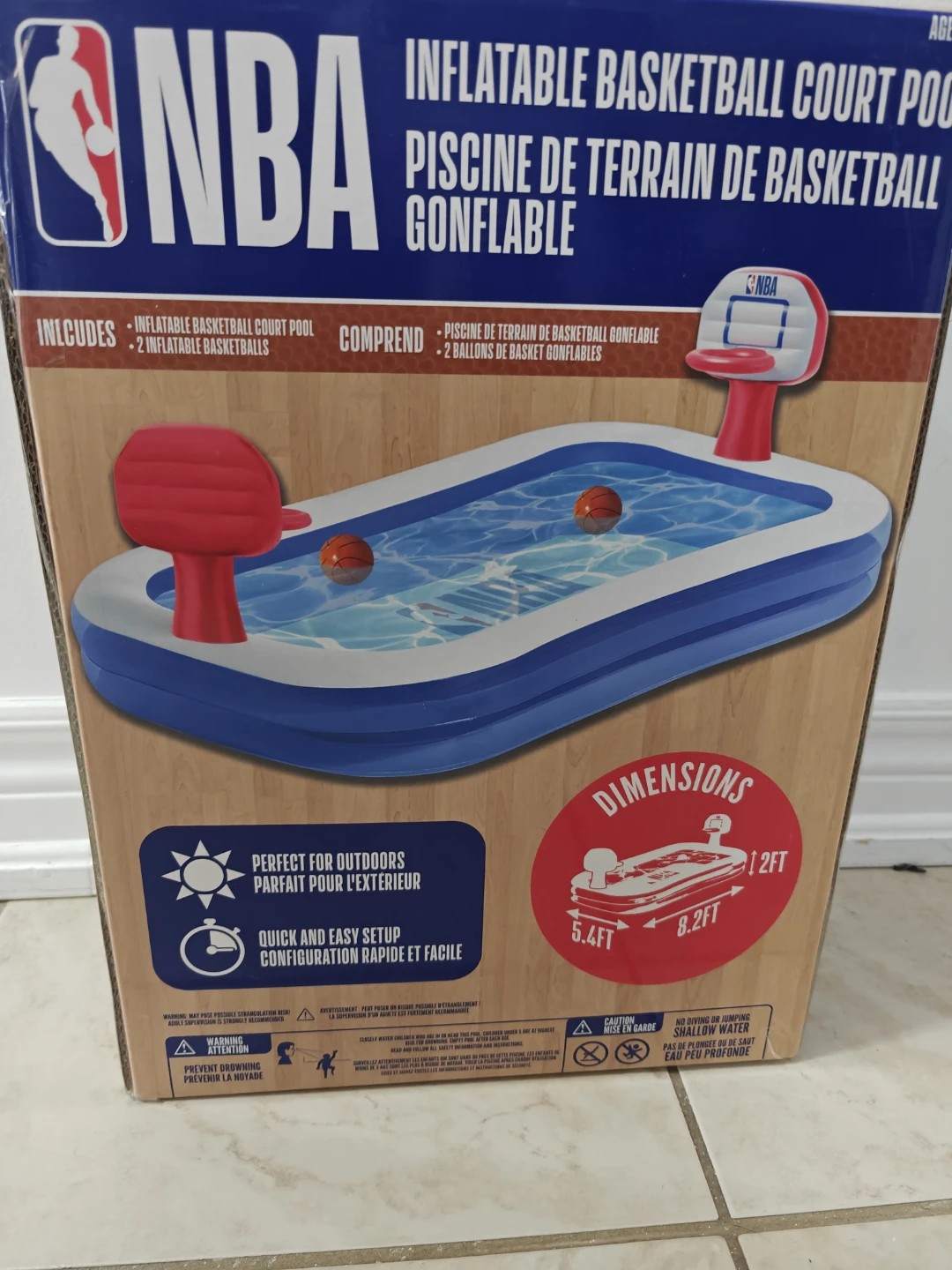 NBA Inflatable Basketball Court Pool with 2 Basketballs