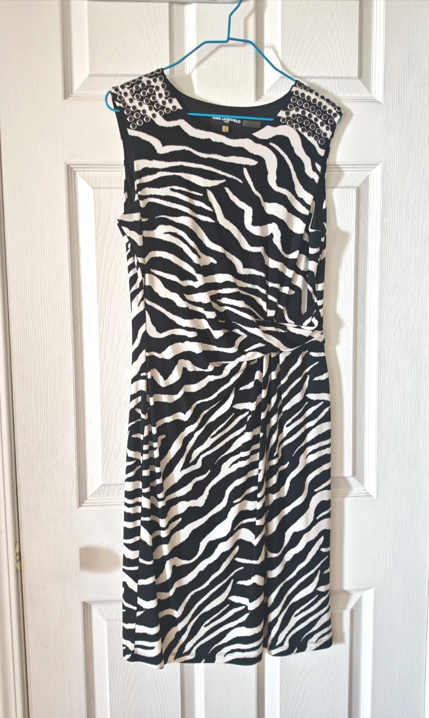 Karl Lagerfeld Zebra Print Studded Dress