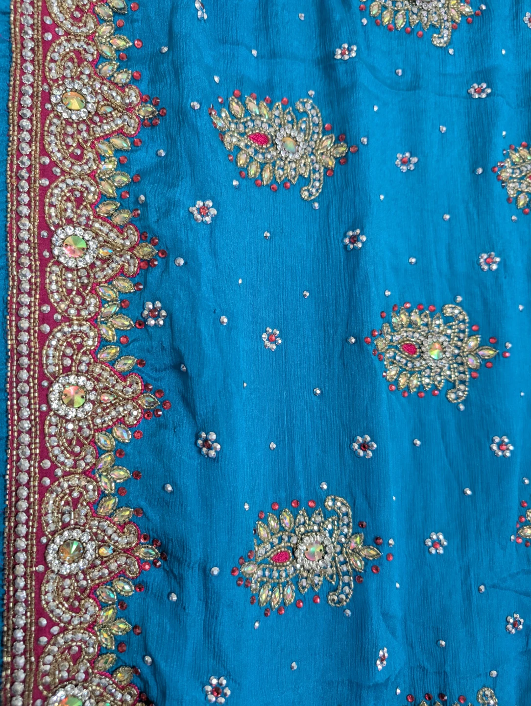 Embellished Teal Salwar Kameez Dupatta Set - photo 5