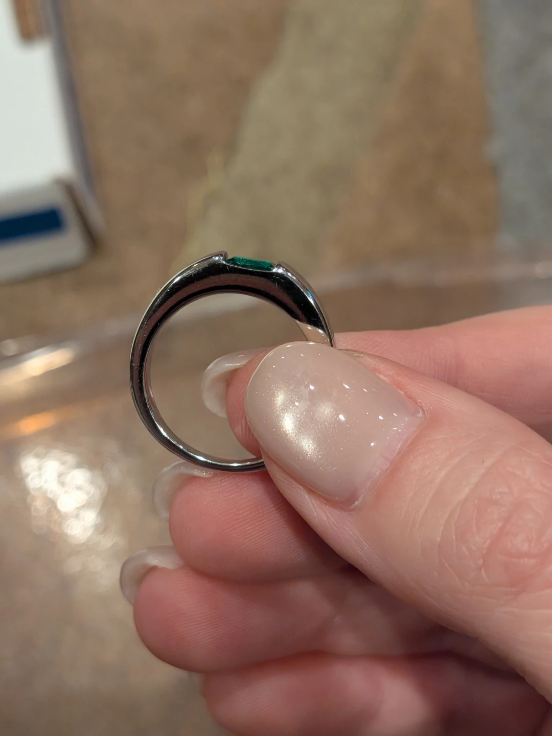 SS and Faux Emerald Ring - photo 2