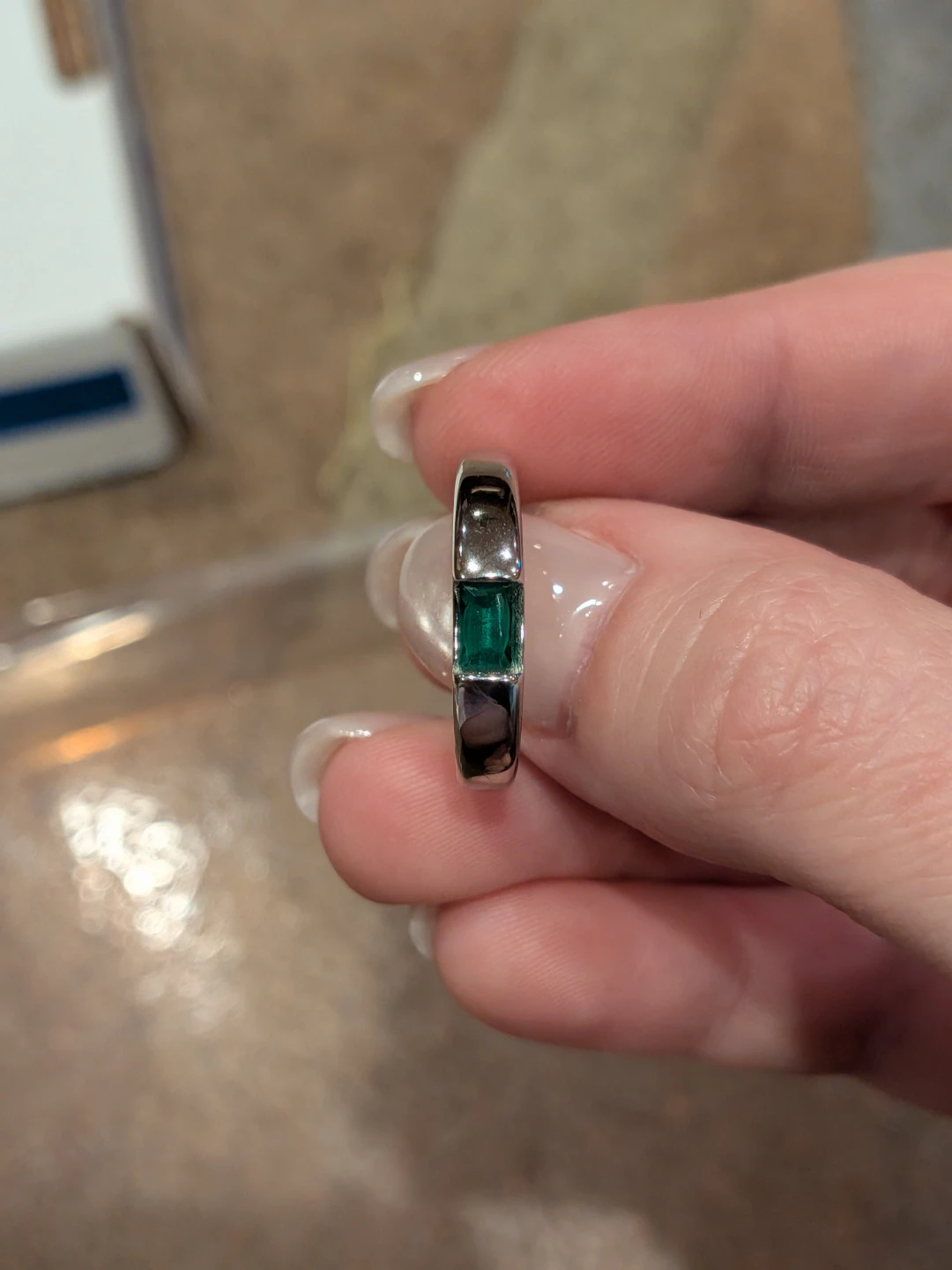 SS and Faux Emerald Ring - photo 3