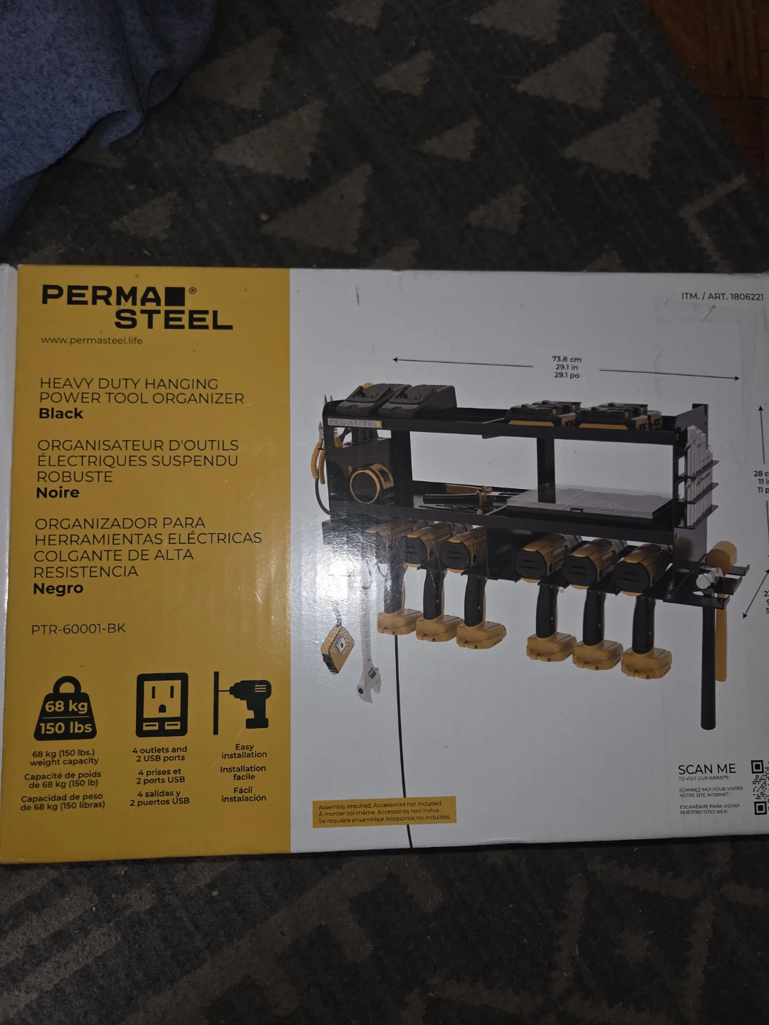 Perma Steel Heavy Duty Power Tool Organizer Black - photo 2