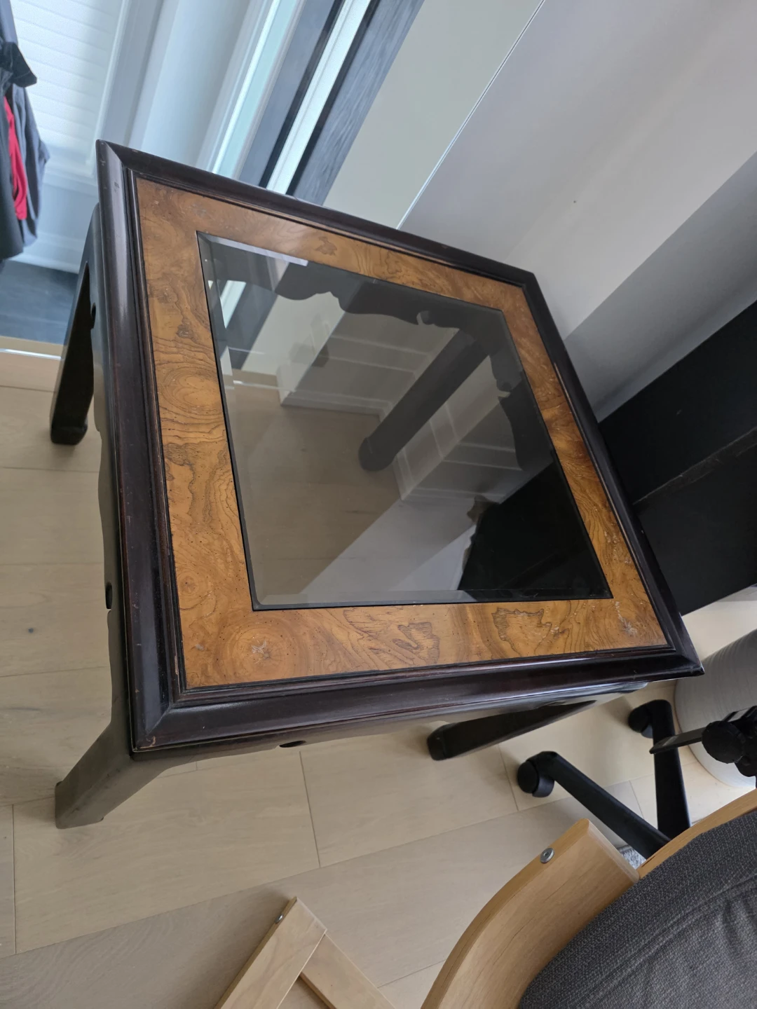 Vintage Wooden Coffee Table with Glass Top (3 pieces)