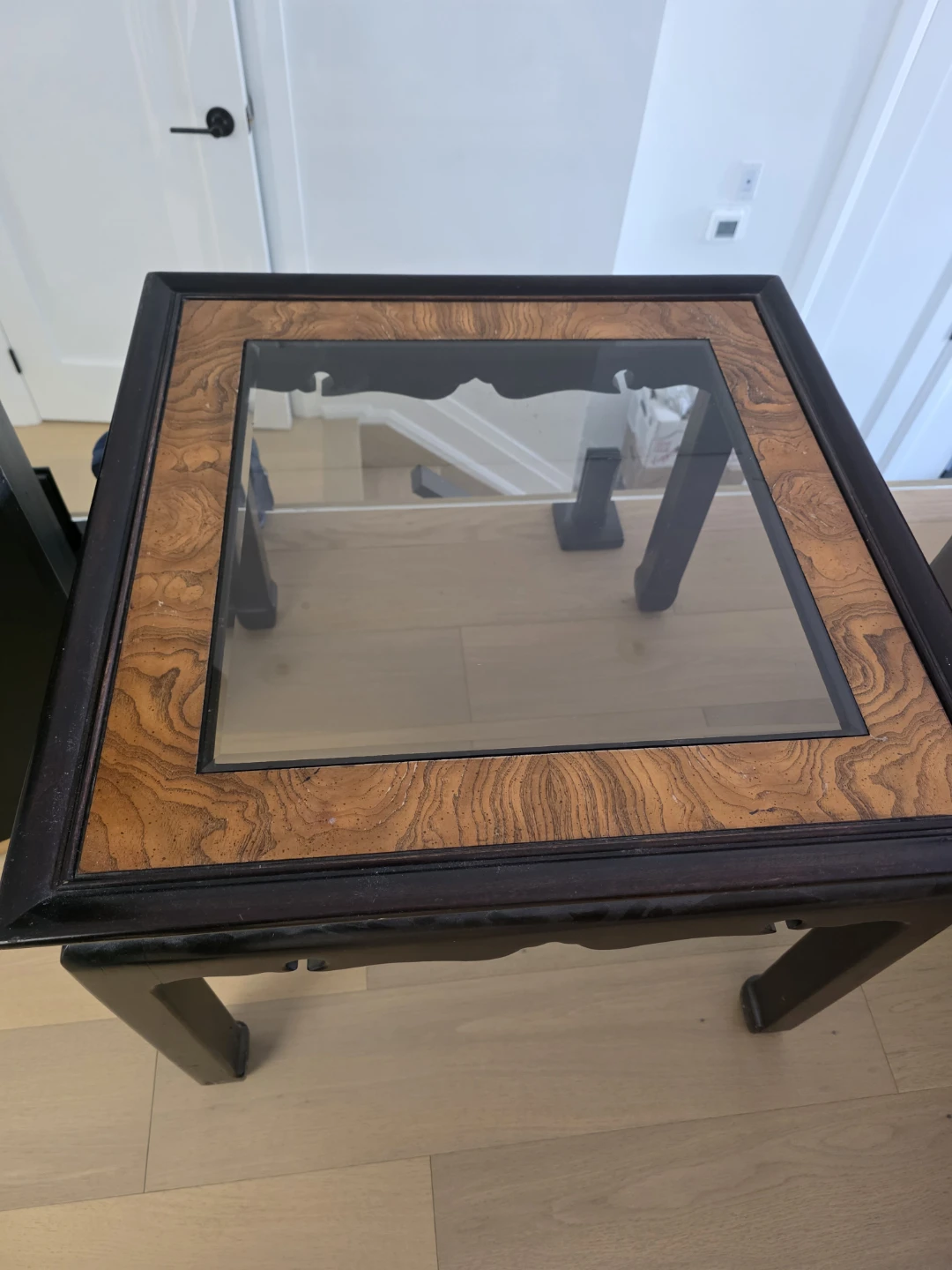 Vintage Wooden Coffee Table with Glass Top (3 pieces) - photo 2