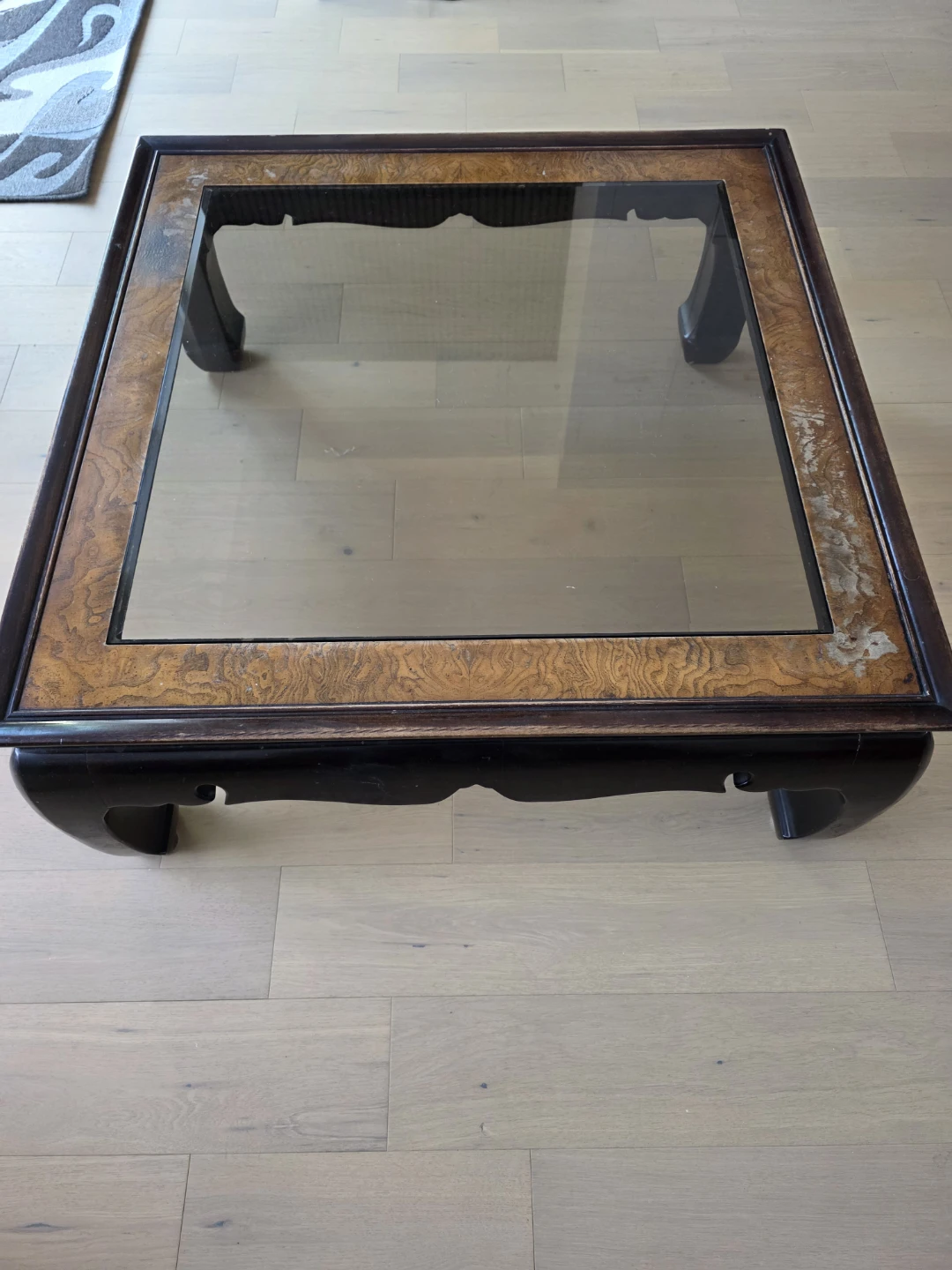 Vintage Wooden Coffee Table with Glass Top (3 pieces) - photo 4