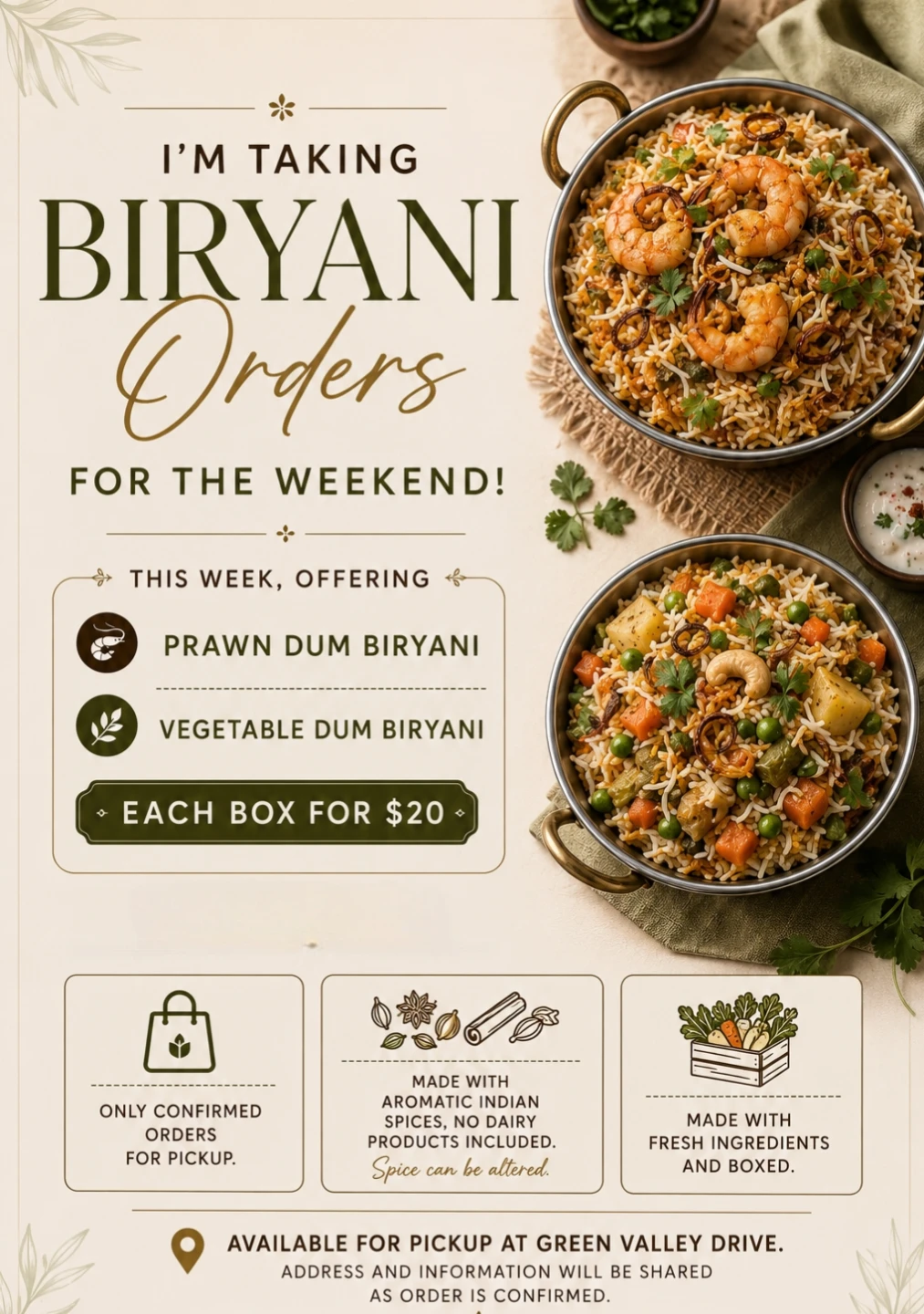 fresh prawn Biryani