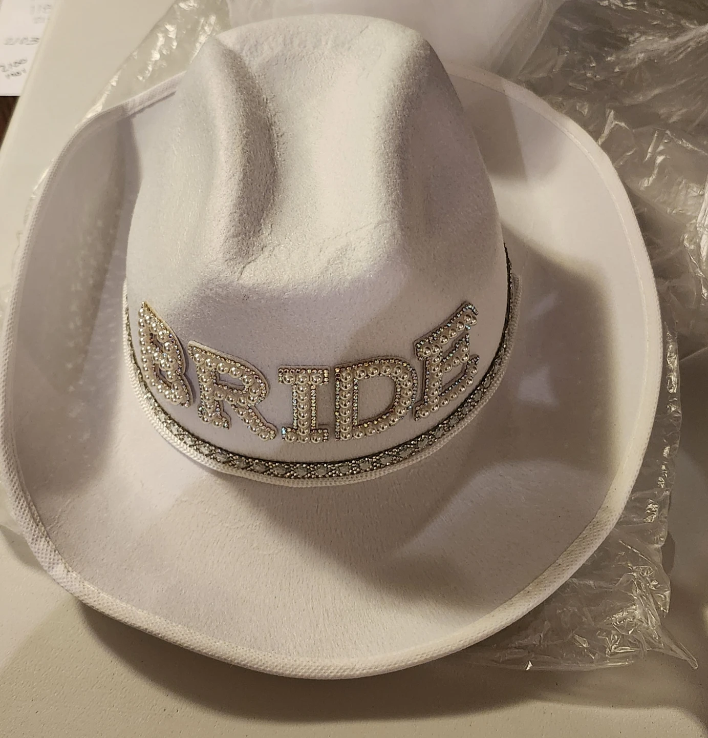 White Bride Cowboy Hat with Veil - photo 5