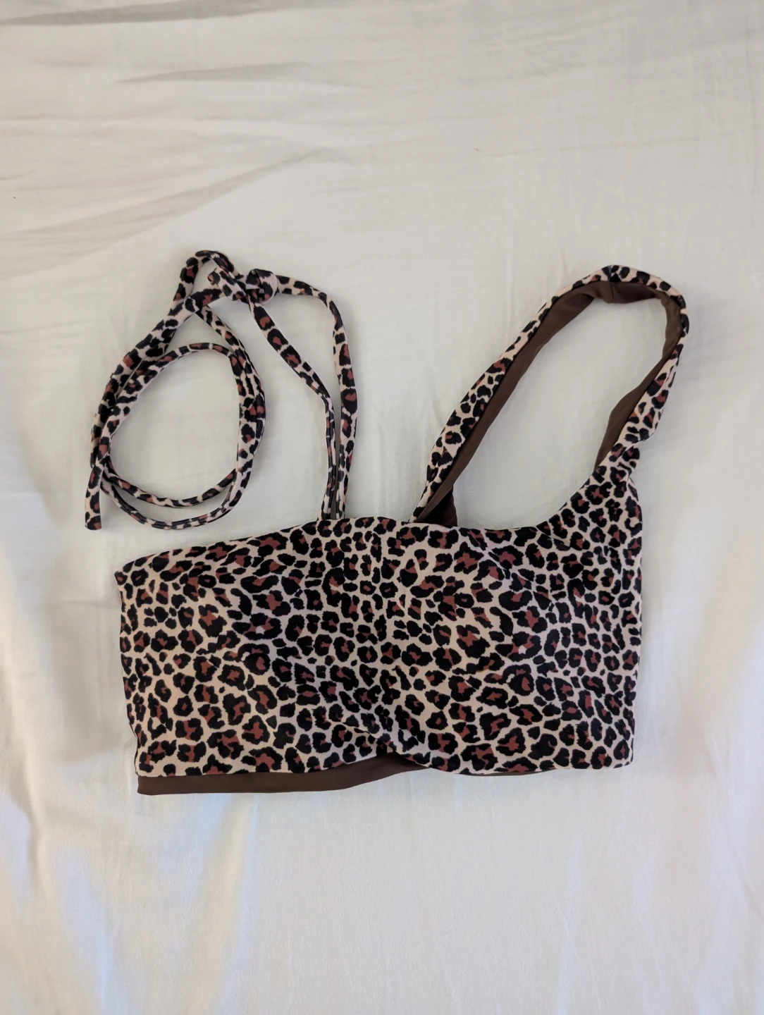 Leopard Print Sexy Bikini Halter Crop Cute Top Bra Cups 20"