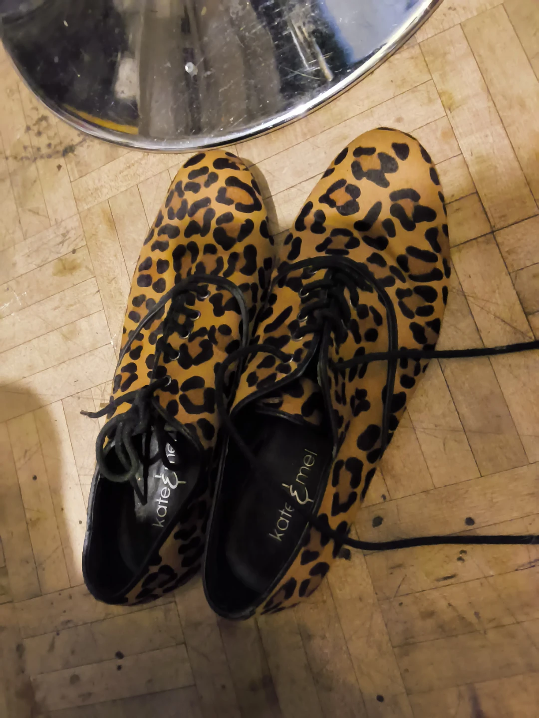 Kate & Mei Leopard Print Lace-Up Flats