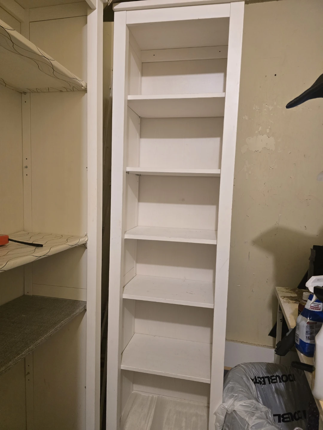 Two different size of White shelf for Storeage room.
