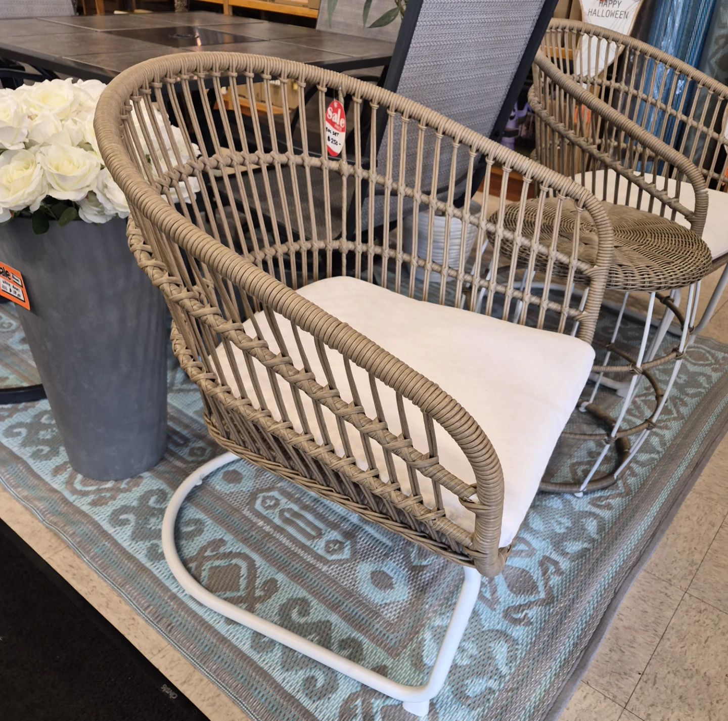 New 3 piece Wicker Accent Chairs with Cushions and side table - photo 3