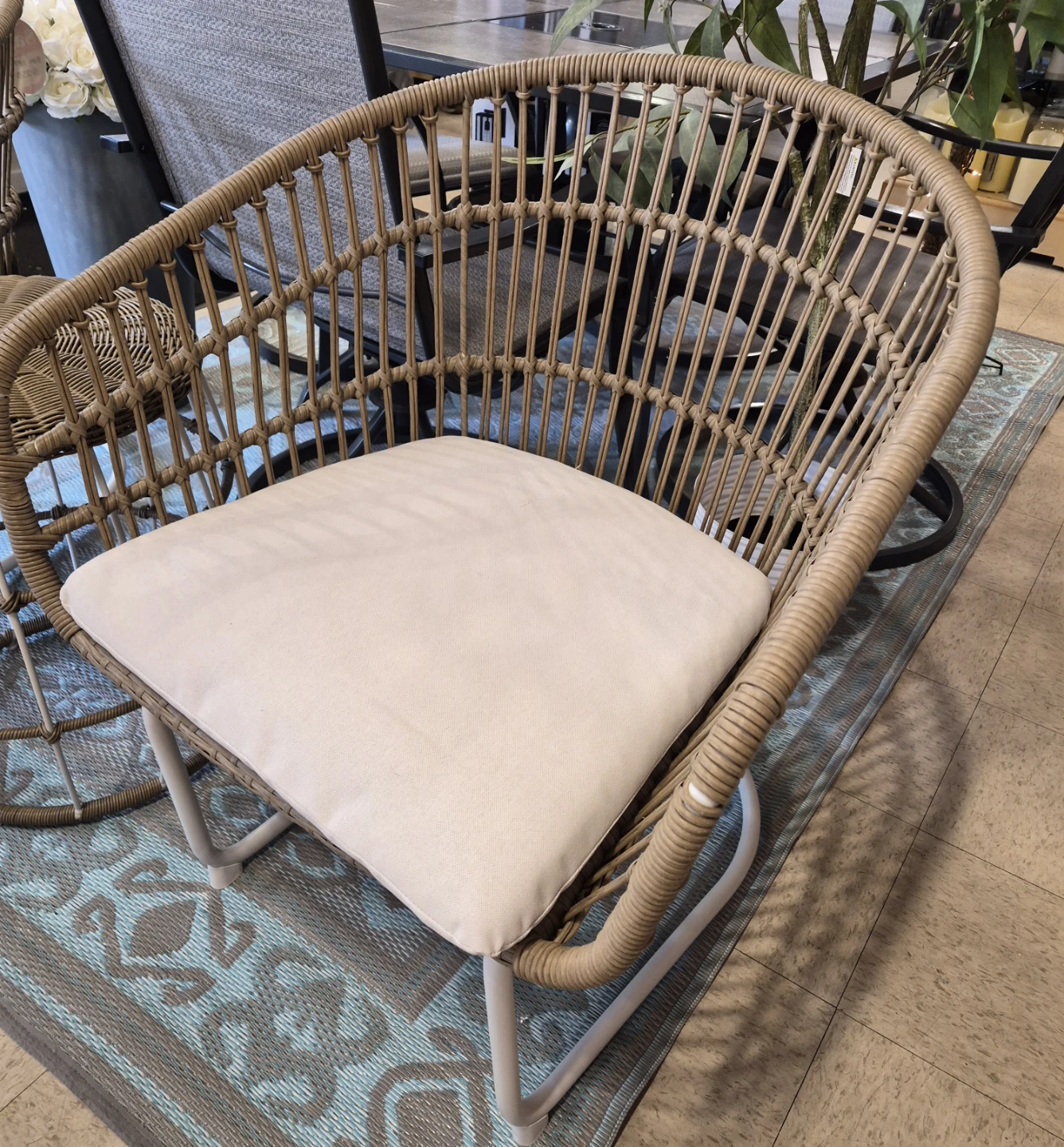 New 3 piece Wicker Accent Chairs with Cushions and side table - photo 4