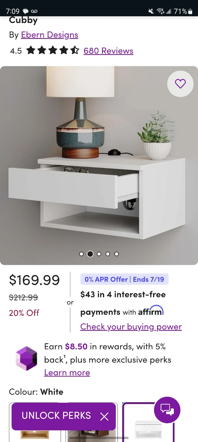 2 Nathan James Floating Side Table - White