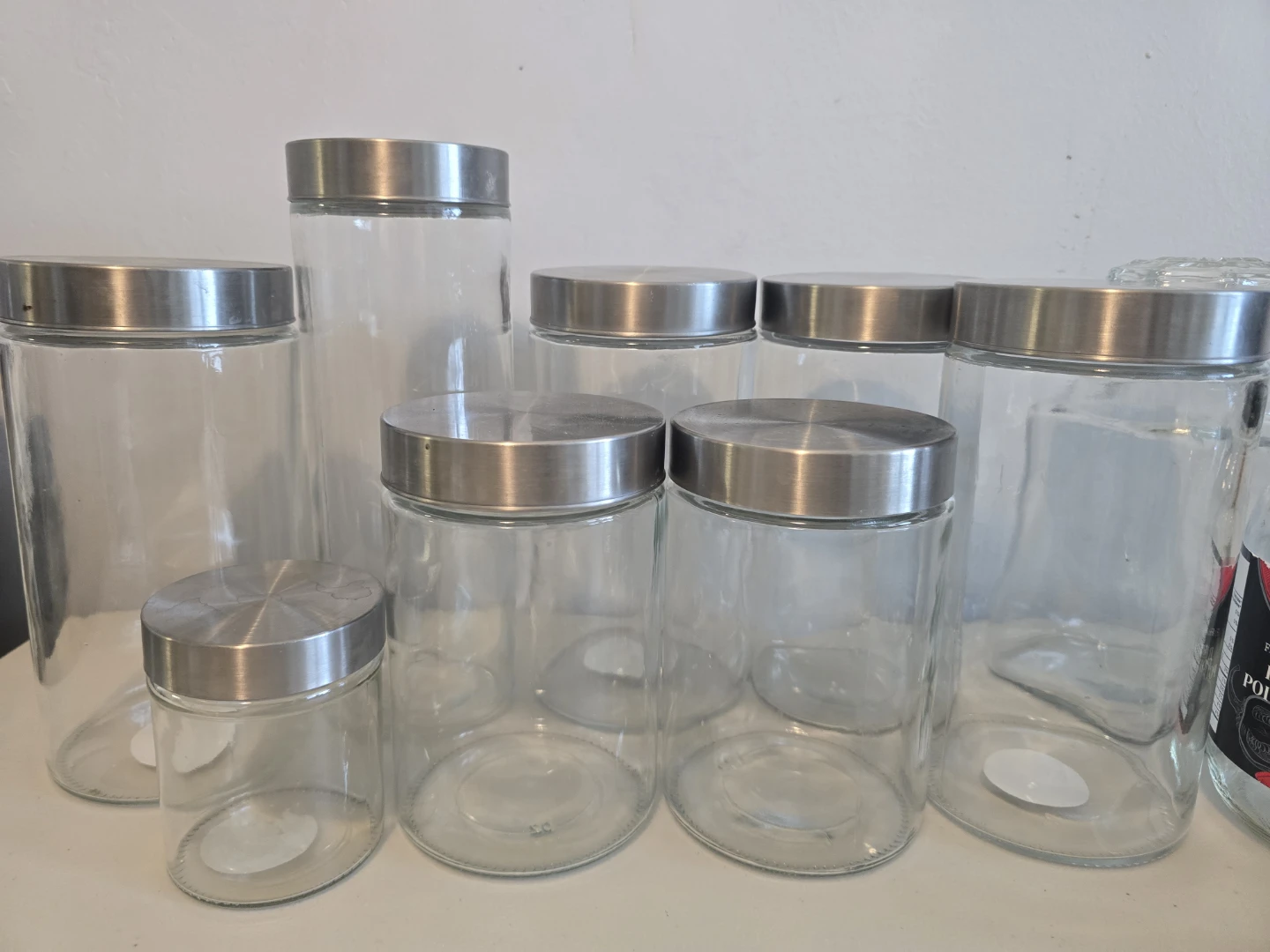 Set of 8 Glass Jars with Stainless Steel Lids