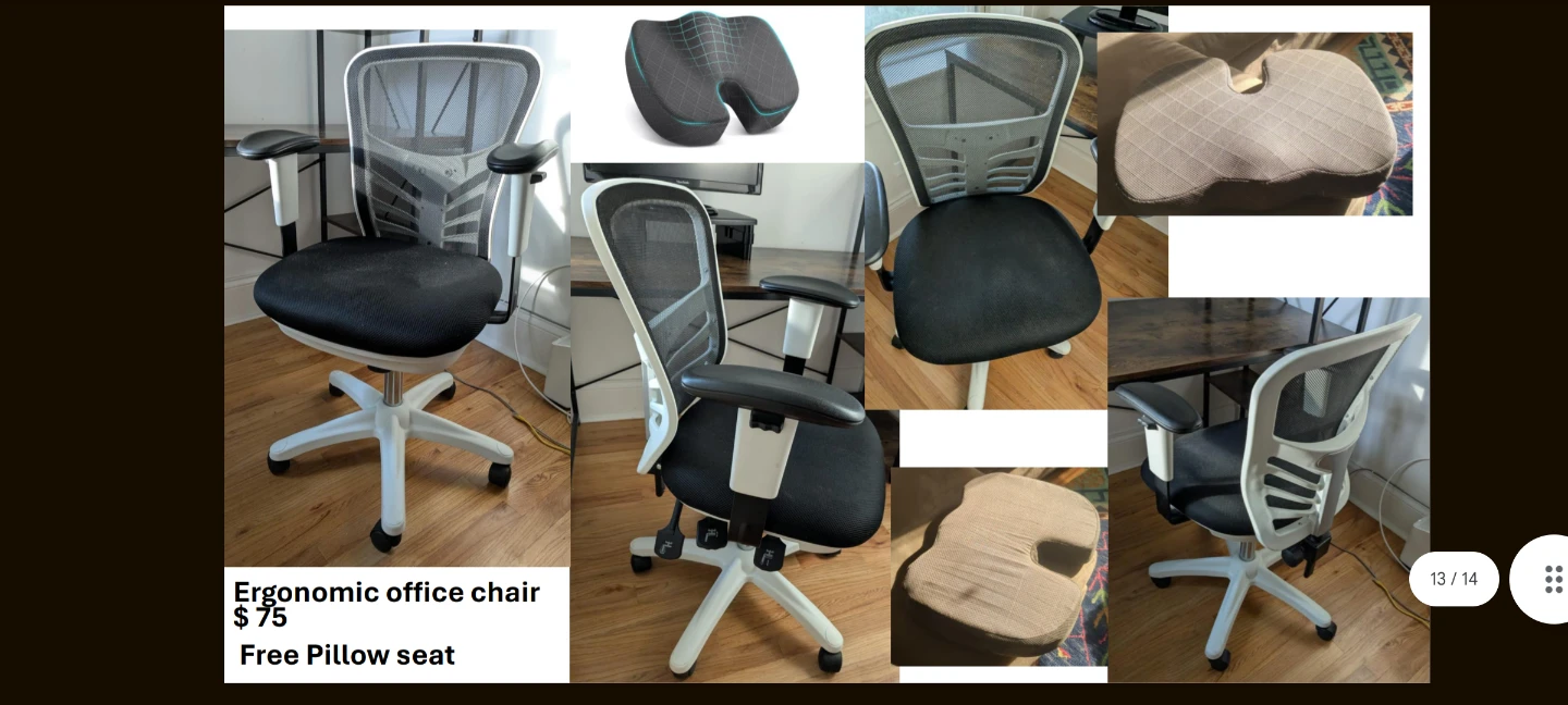 Ergonomic Office Chair with Pillow Seat