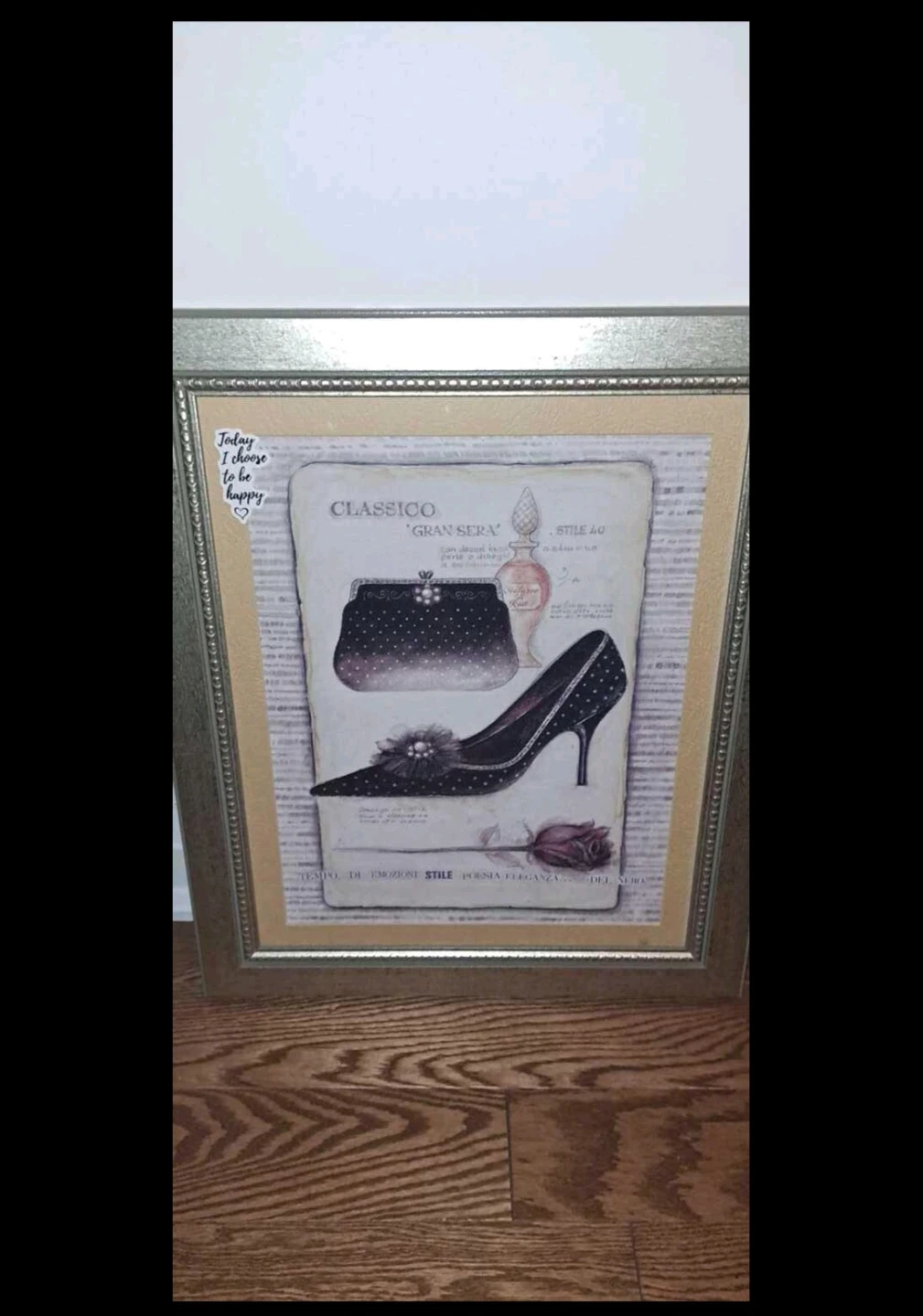 Framed "Classico" Art Print with Shoe and Purse