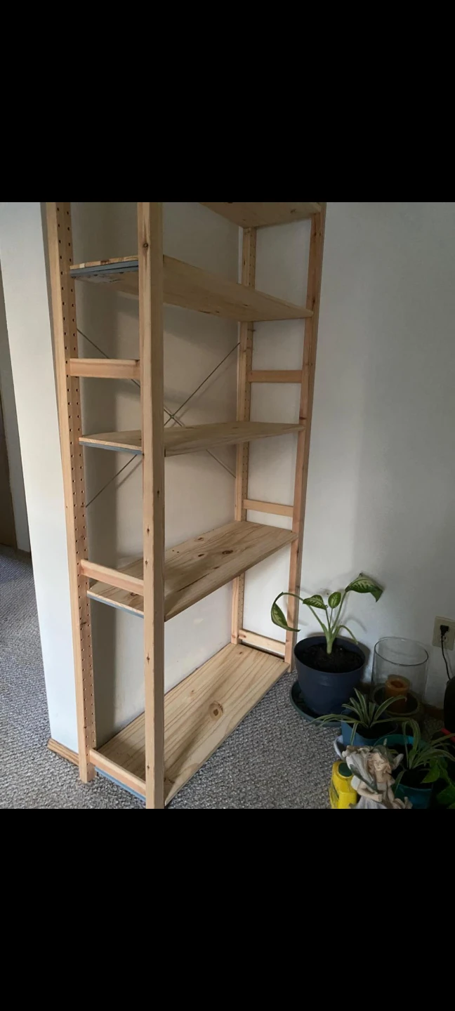 IKEA wooden shelving unit with five shelves - photo 2