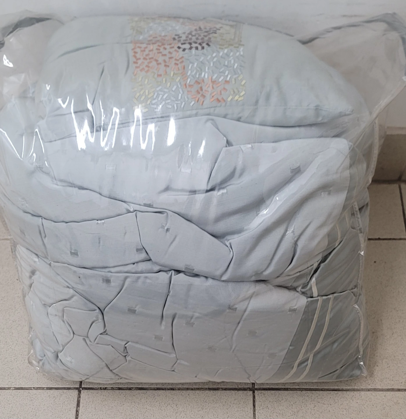 Light Blue Duvet with Decorative Pattern
