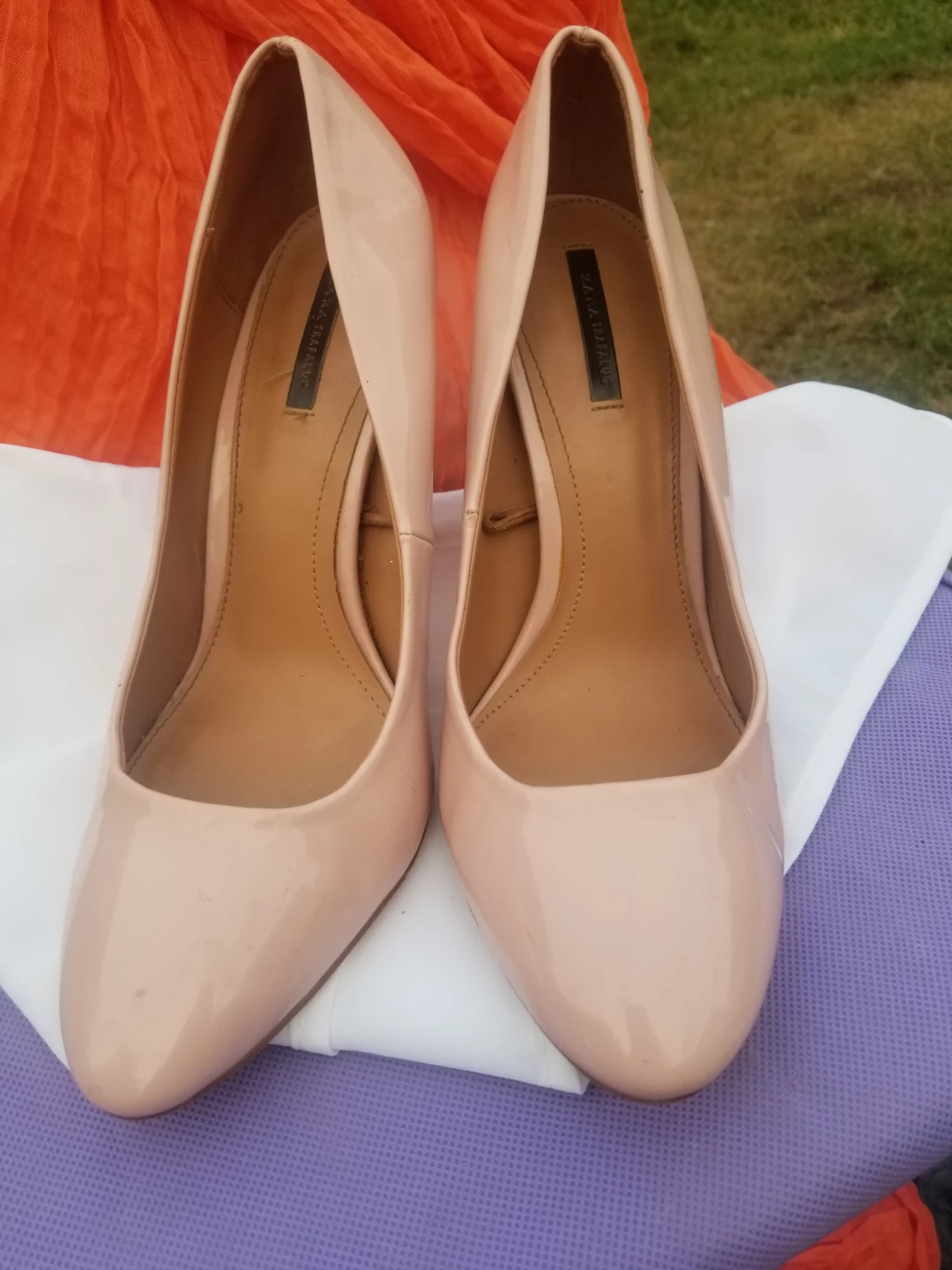 Zara Trafaluc Women's Patent Pumps - Nude Size 41