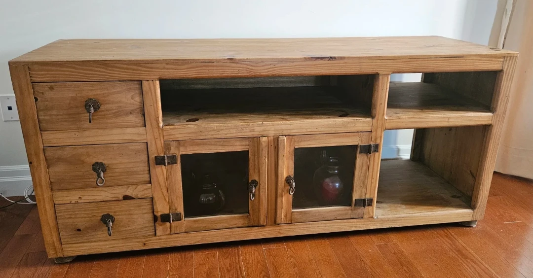 Solid Wood TV Stand with Drawers and Cabinets - photo 2