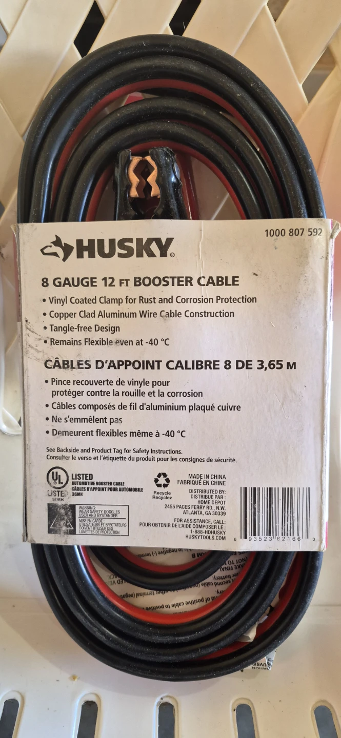 Husky 8 Gauge 12 FT Booster Cable