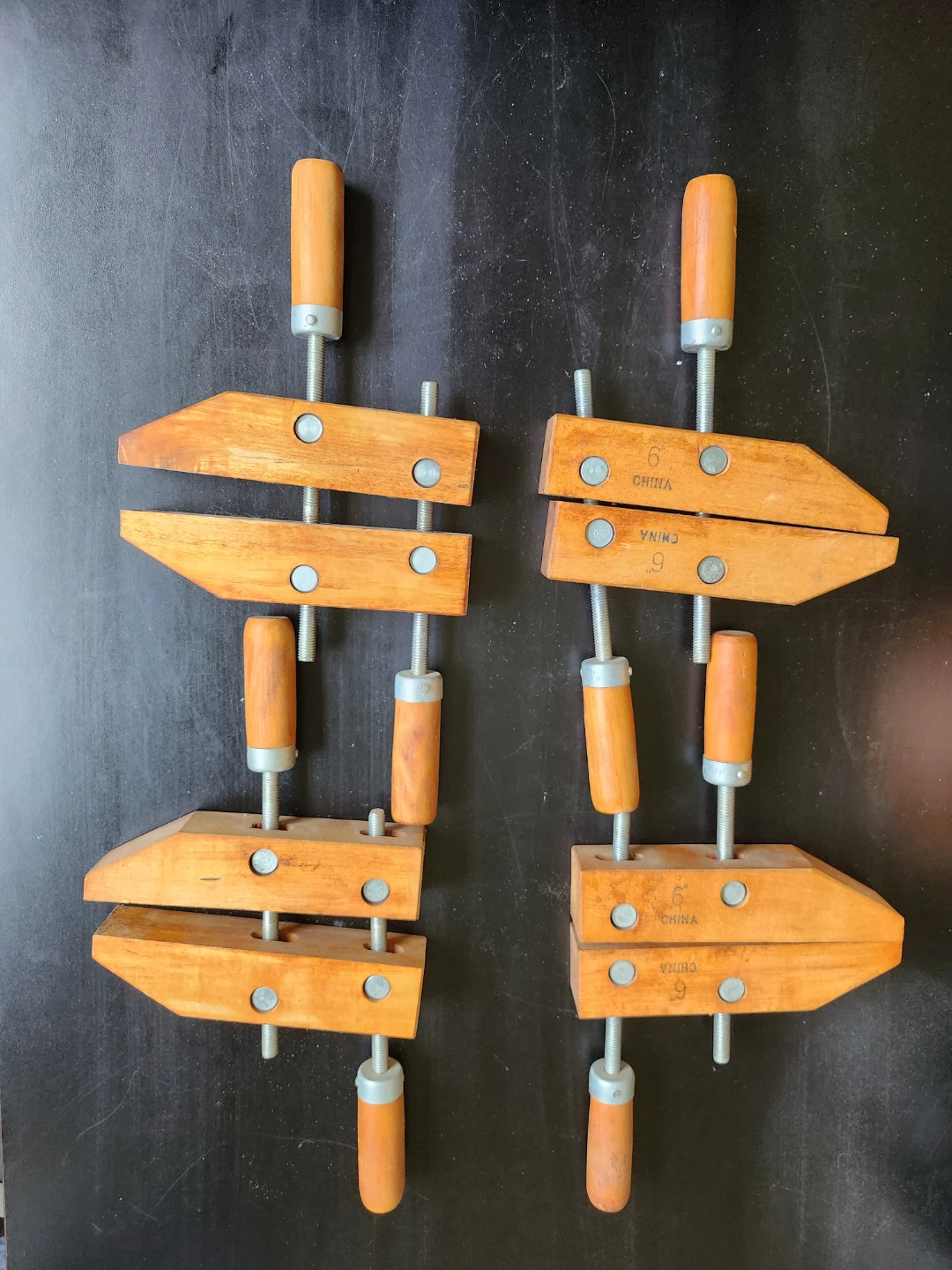 Wooden 6" Hand Screw Clamp Set.