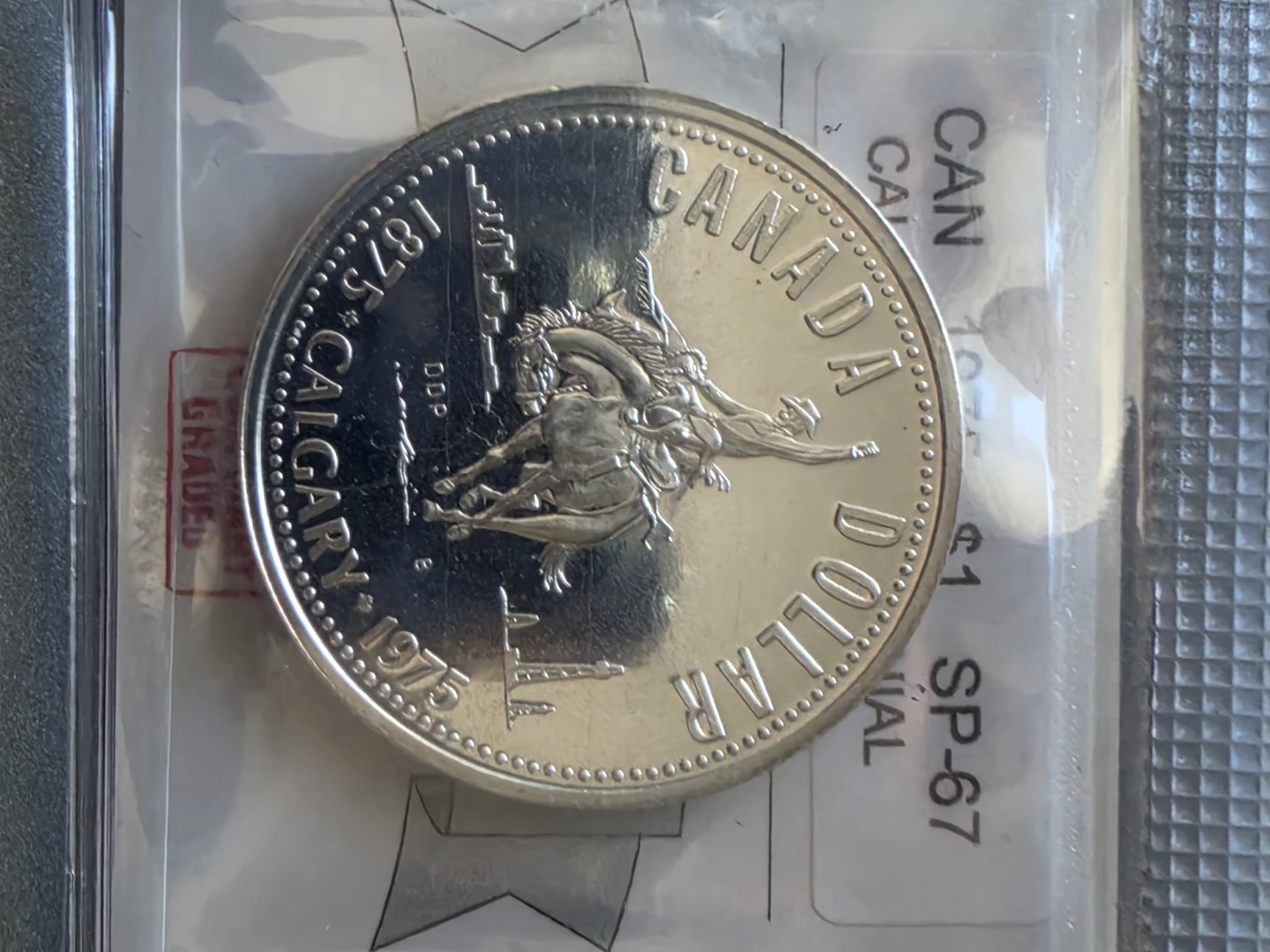 $1 1875 Calgary 1975 silver proof coin.