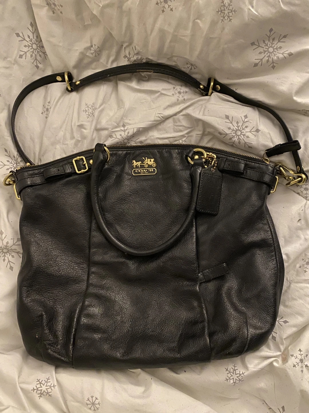 Coach Black Leather Satchel Purse