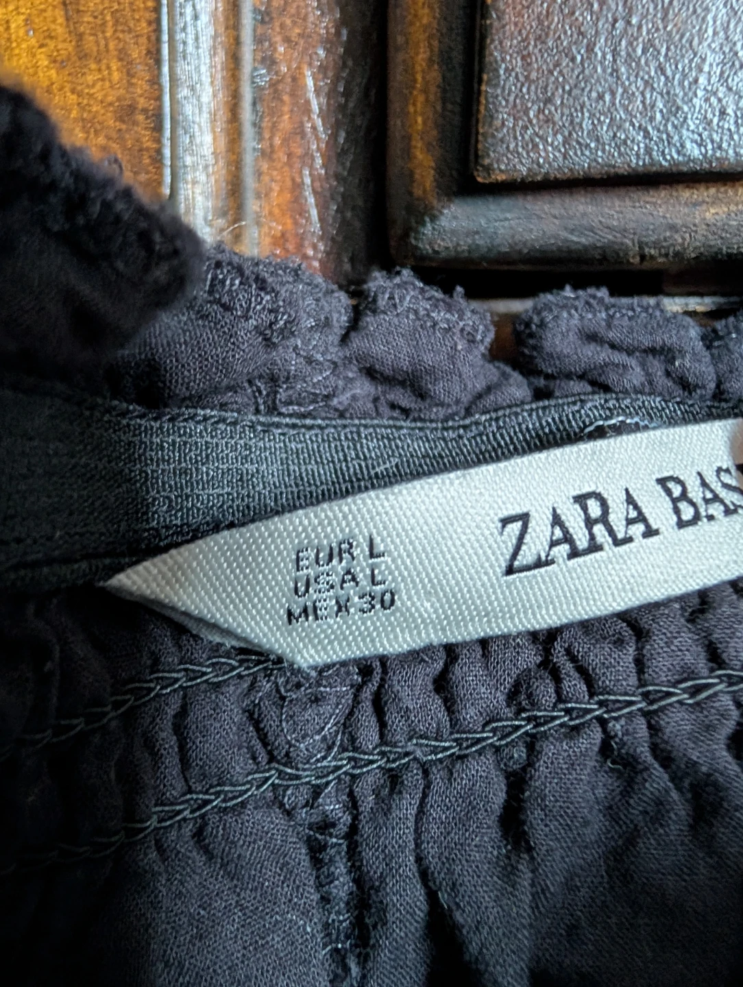 Zara Basic Black Eyelet Off-the-Shoulder Dress - photo 2