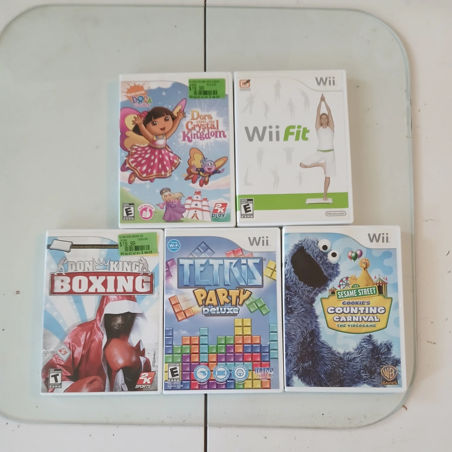 Wii Games: Dora, Wii Fit, Tetris, Don King Boxing, Sesame Street