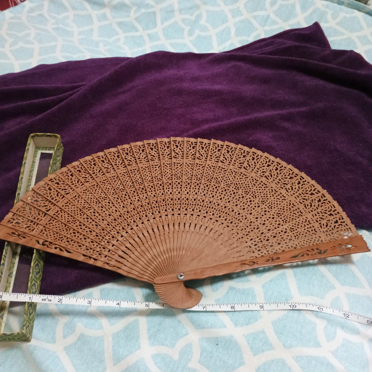 Wooden Carved Folding Fan - photo 3
