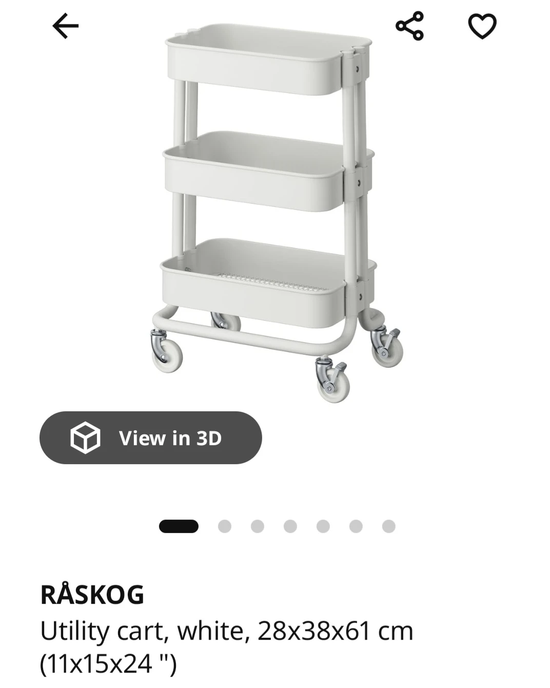 IKEA RÅSKOG Utility Cart - White
