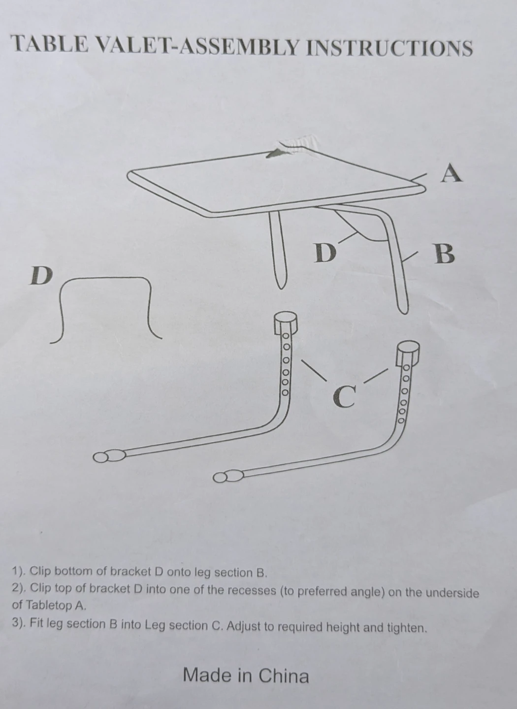 Multi-Function Insta-Table (Adjustable Folding Tray Desk) - photo 3
