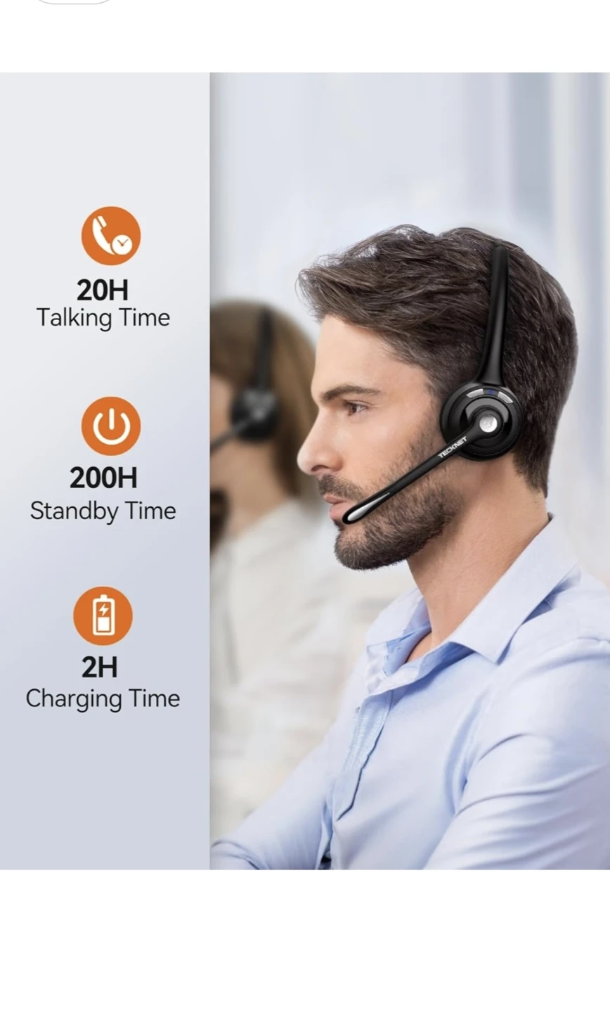 NewTECKNET Wireless Bluetooth Headset with Noise Cancelling - photo 3