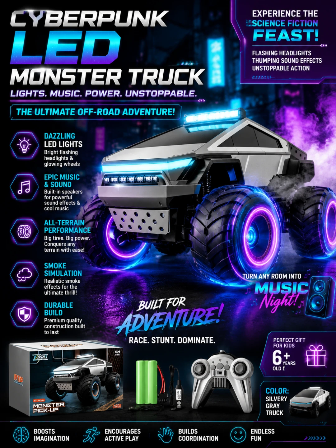Cyberpunk LED Monster Truck Toy (InBox)