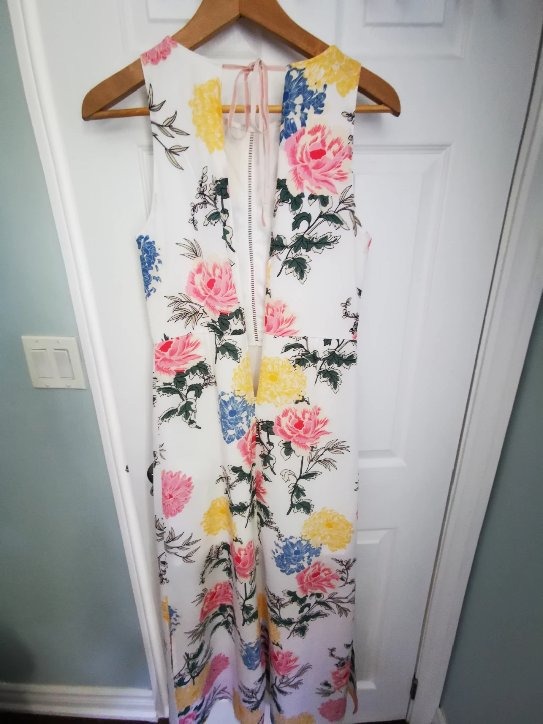 Off White floral sleeveless long dress - photo 3